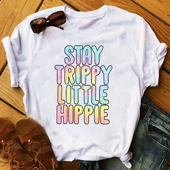 

Women 2020 Letters Print Hippie Casual Fashion Clothing Lady Womens Top T Shirt T-shirts Ladies Graphic Female Tee T-Shirt