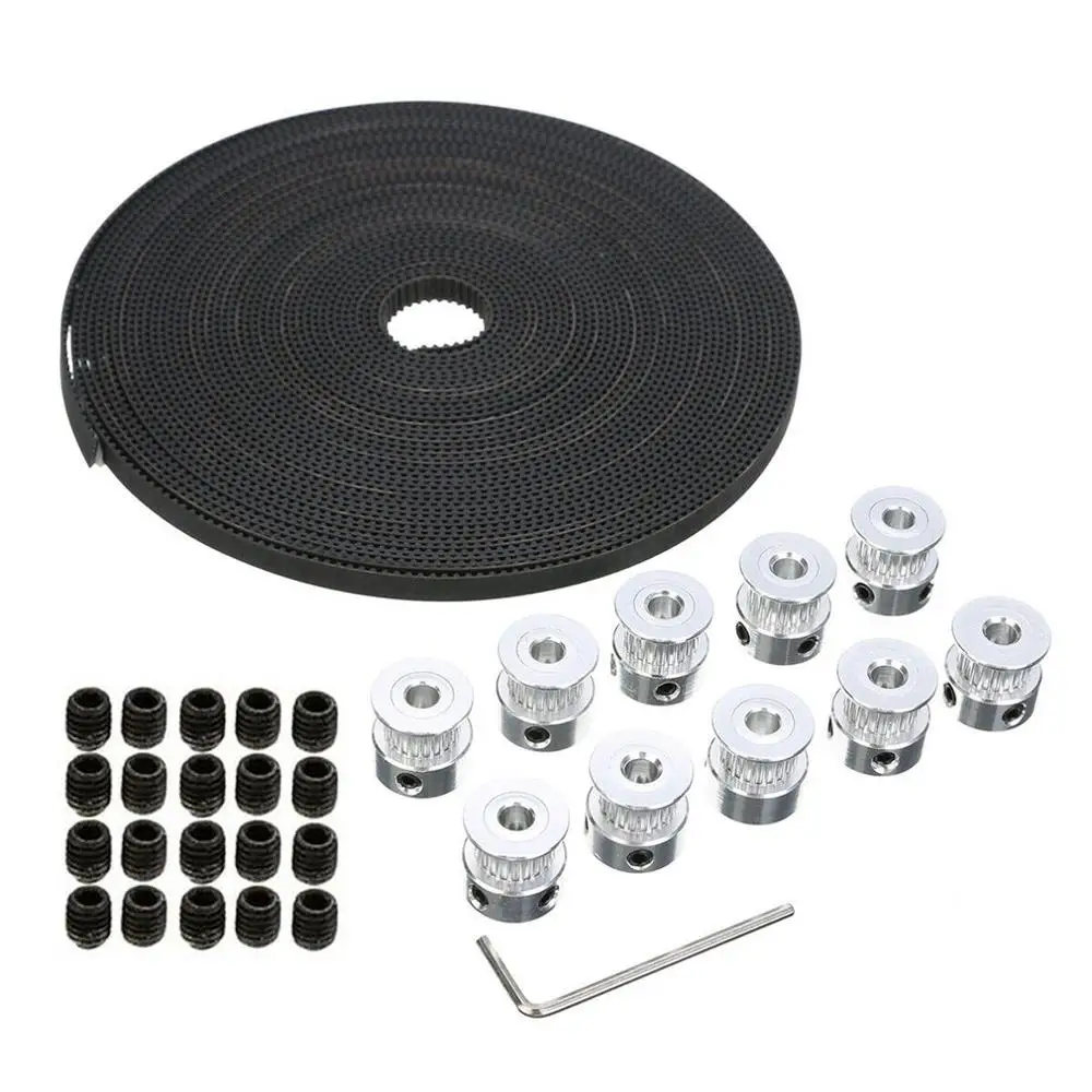

10M GT2 Timing Belt Timing Belt +10 Gear Pulley for RepRap 3D Printer CNC Belts 7mm Pulley Accessories
