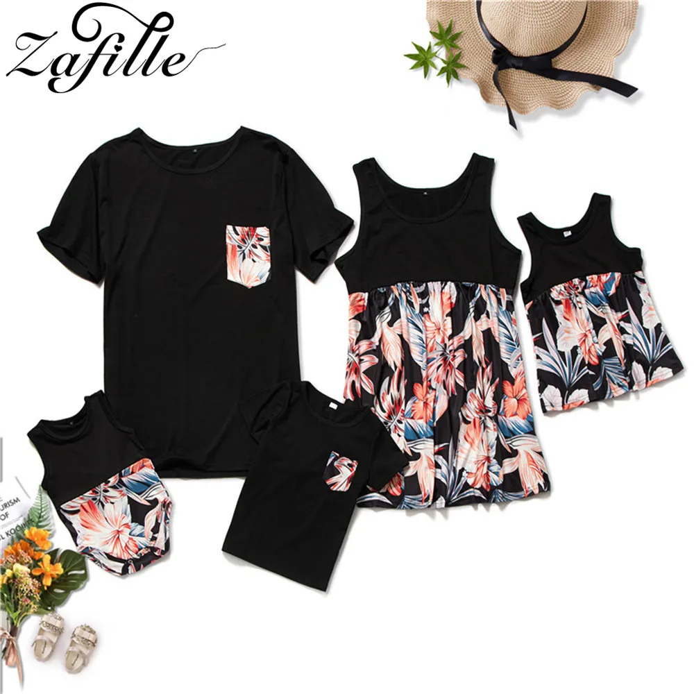 ZAFILLE/летние одинаковые комплекты одежды для всей семьи Семейные футболки в стиле