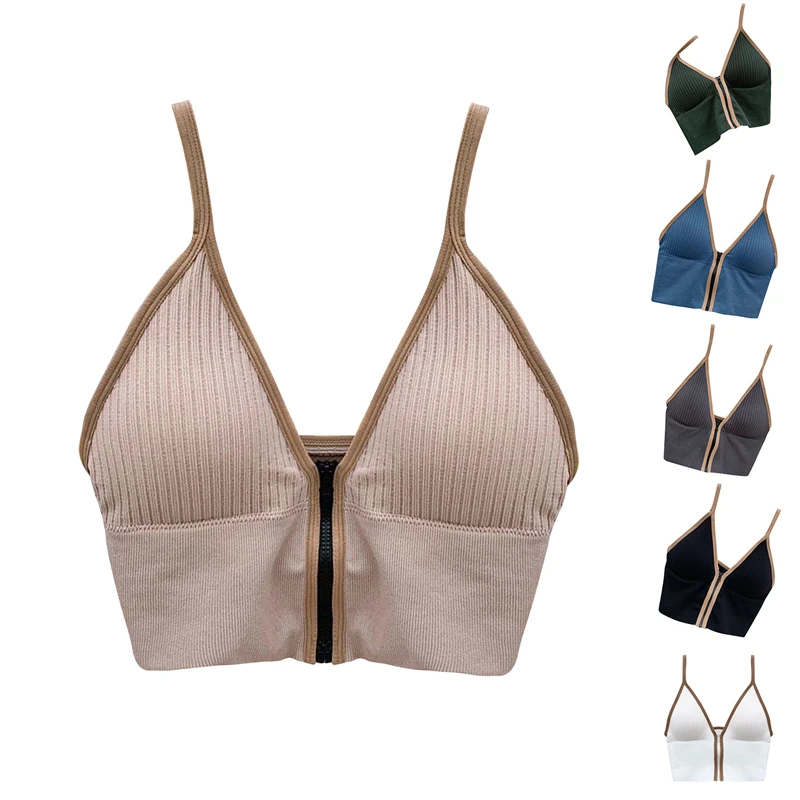 Women Yoga Striped Crop Tops Slim Fit Strap Tanke Top Women Built In