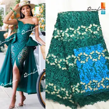 

African Cord Lace Fabrics With Beads New Nigerian Embroidery Guipure Laces Water Soluble Style Fabrics Cord Wedding Bride Fabric