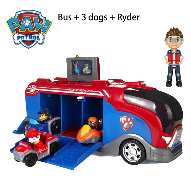 Paw Patrol Juguete мобильный спасательный автобус собака Patrulla Canina Аниме фигурки автомобиль ABS фигурки Детские игрушки для детей Подарки 2A03
