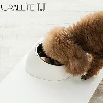 

Urallife Jordan&Judy Stainless Steel Tilt Feeder 2 Inner Bowels Food And Water Feeder with Base Supplies Non-Slip Feeding Dishes