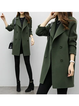 

Women's Woolen Coat 2020 Autumn and Winter New Korean Style Loose Temperament Long Cocoon Woolen Coat Women Wool Coat B118