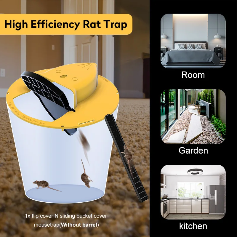 Portable Flip And Slide Bucket Lid Rat Trap Mouse Trap Humane Or Lethal