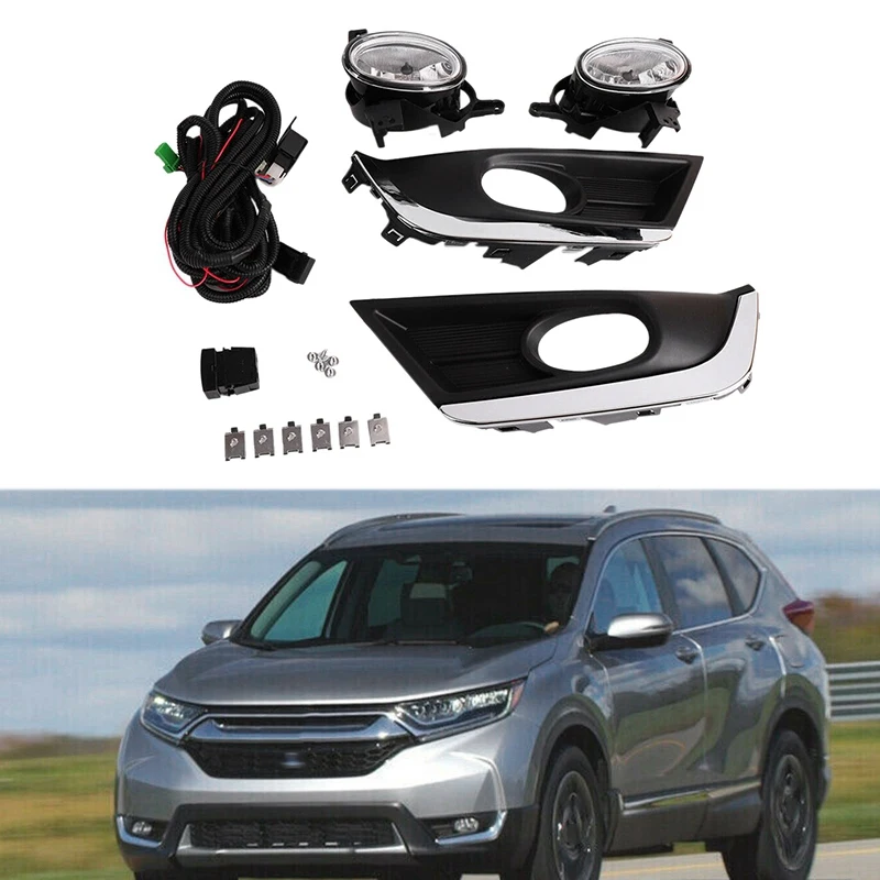 

CRV Bumper Fog Lights Driving Lamps Bulbs Bezel Left Right for 2017-2018 Honda