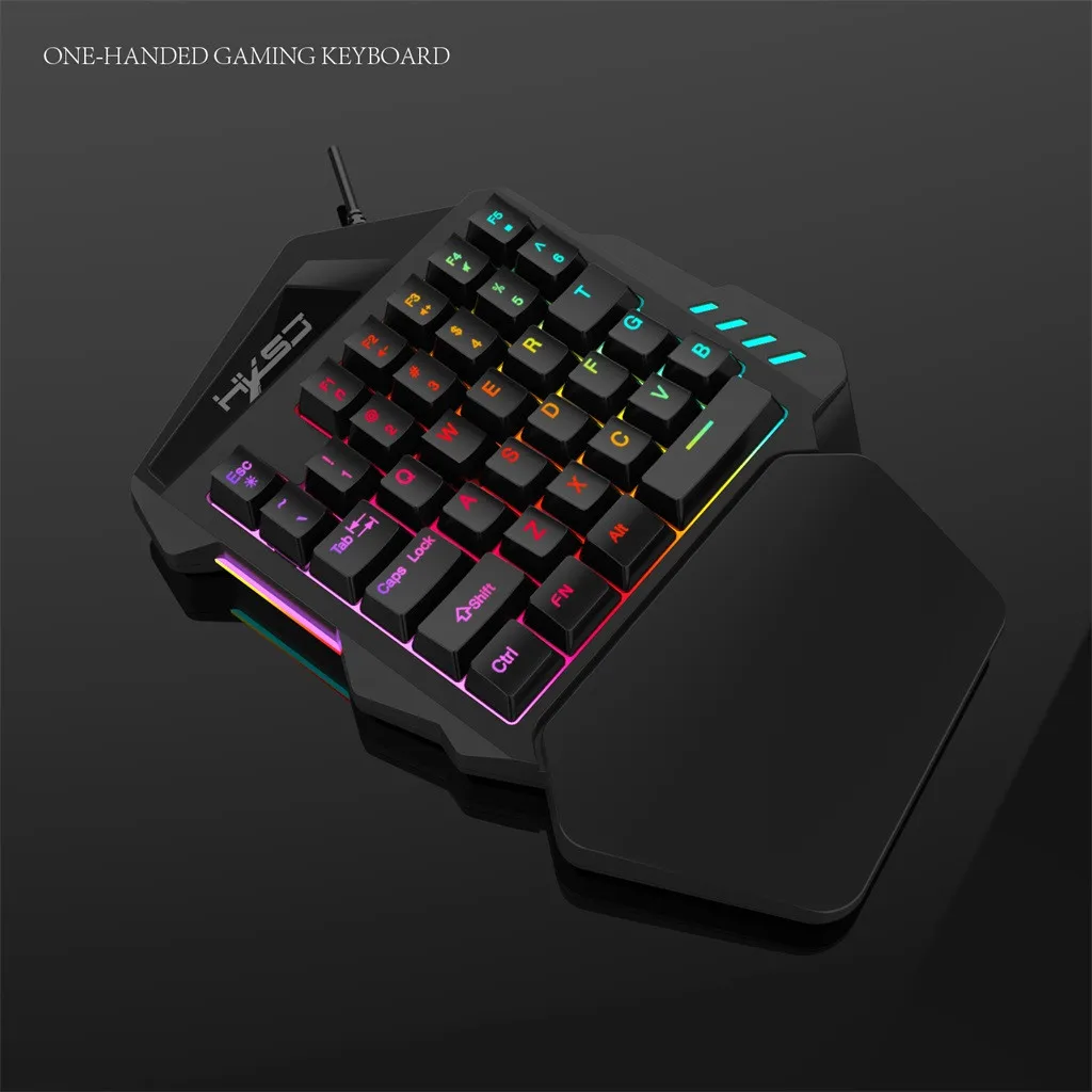 Игровая клавиатура, мышь, набор с одной рукой, 35 клавиш, многоцветная подсветка, USB Проводная геймерская клавиатура, 5500 dpi, игровая мышь, подарок