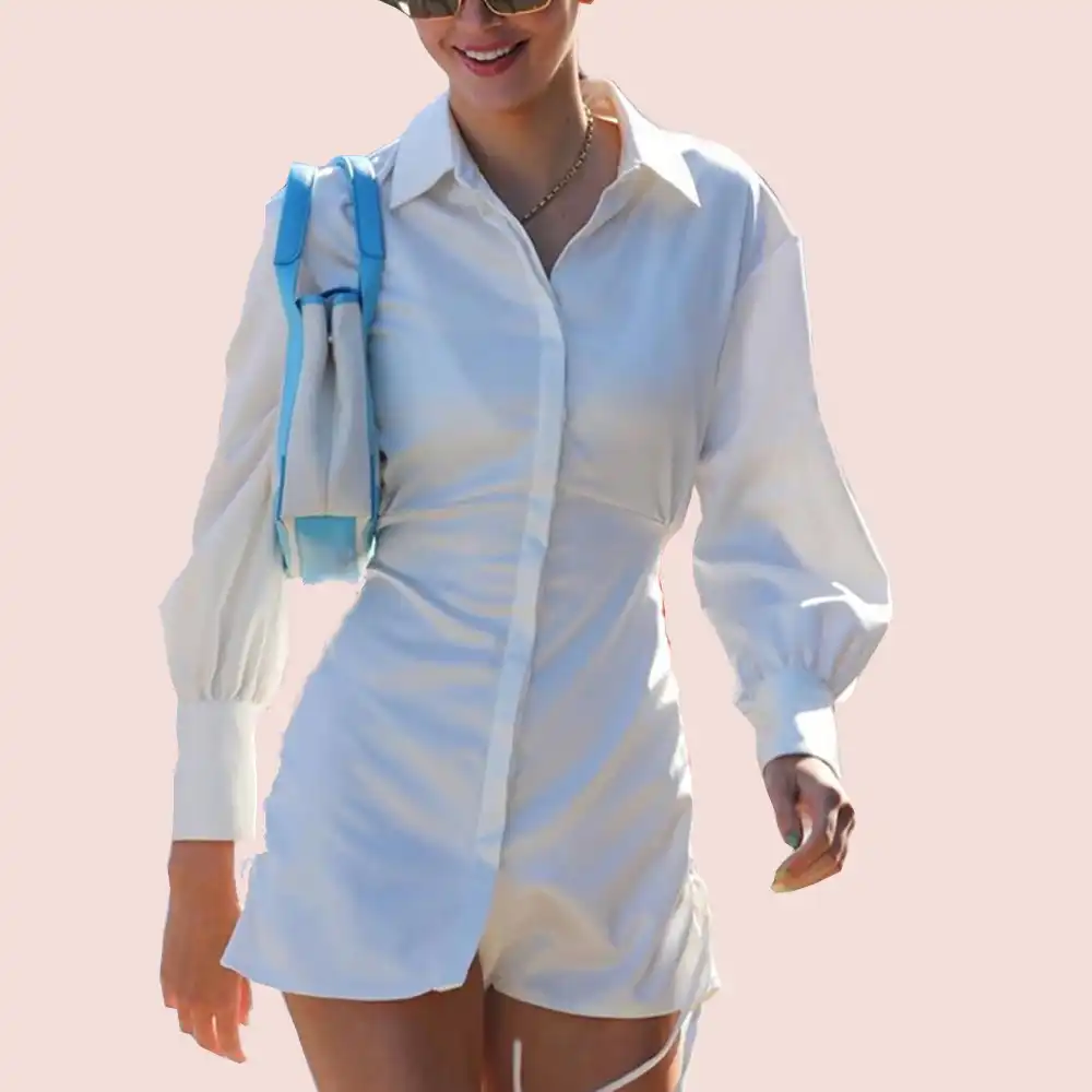 silk white shirt dress