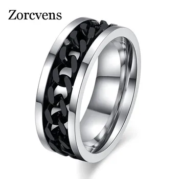 

Modyle 2020 New Stainless Steel Chain Spinner Ring For Men Gold Black Silver Color Punk Rock Rings Accessories Jewelry Gift