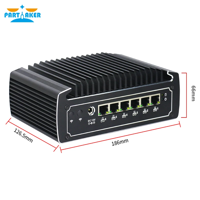 Partaker 8th Gen Intel i5 8250U Quad Core Fanless Mini Computer 3867U with 6*1000M Lan i7 8550U Mini PC pfSense Firewall PC