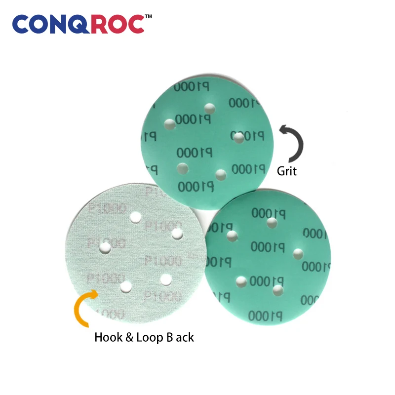 25 штук 125 мм 5-дюймовые зеленые шлифовальные диски 5 отверстий майларовая пленка лист влажный сухой песок бумага крюк петля Песочная бумага
