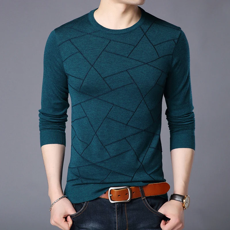

Spring autumn sweater Men long-sleeved round neck striped Knitted sweaters