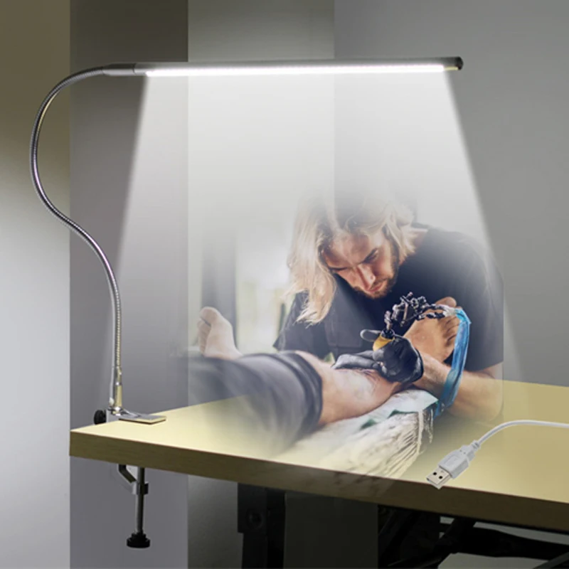 

Long Arm Light Clip Desk Lamp 900 Lumens Cold Flexible Longer Lamps Light 5V USB Clip for Reading Tattoo Makeup LED Table Lamp