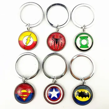

Jiangzimei 24pcs Superman,Captain America,Spiderman,Batman,Flashman,Wonder Woman,Glass cartoon key ring for Girls key chain