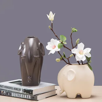 

Elephant Animal Ceramic Vase Flower Arrangement European Creative Simple Nordic Decoration Furnishings Living Room Entrance