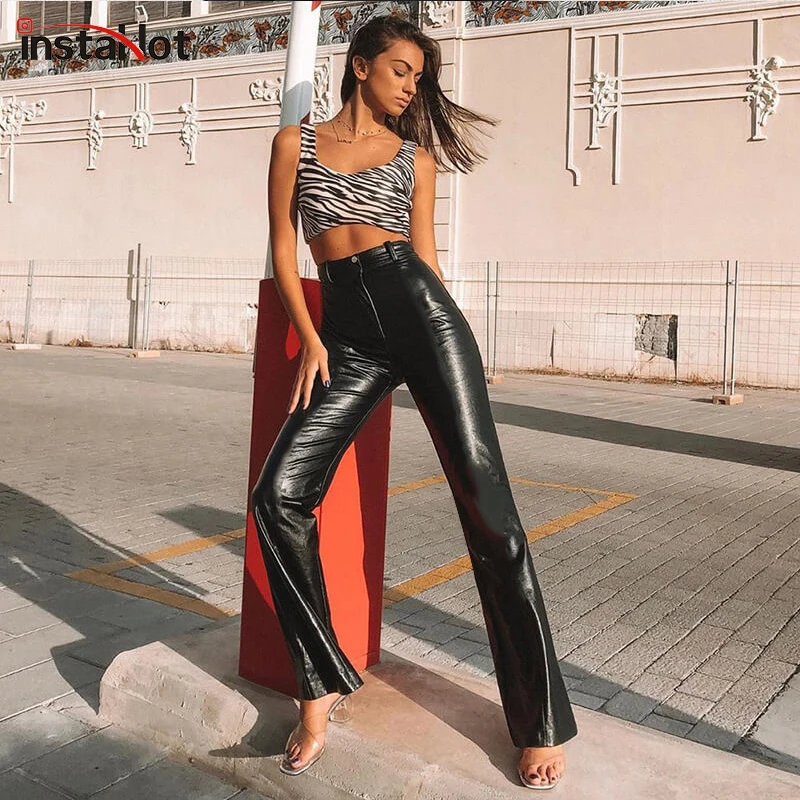 leather flare pants