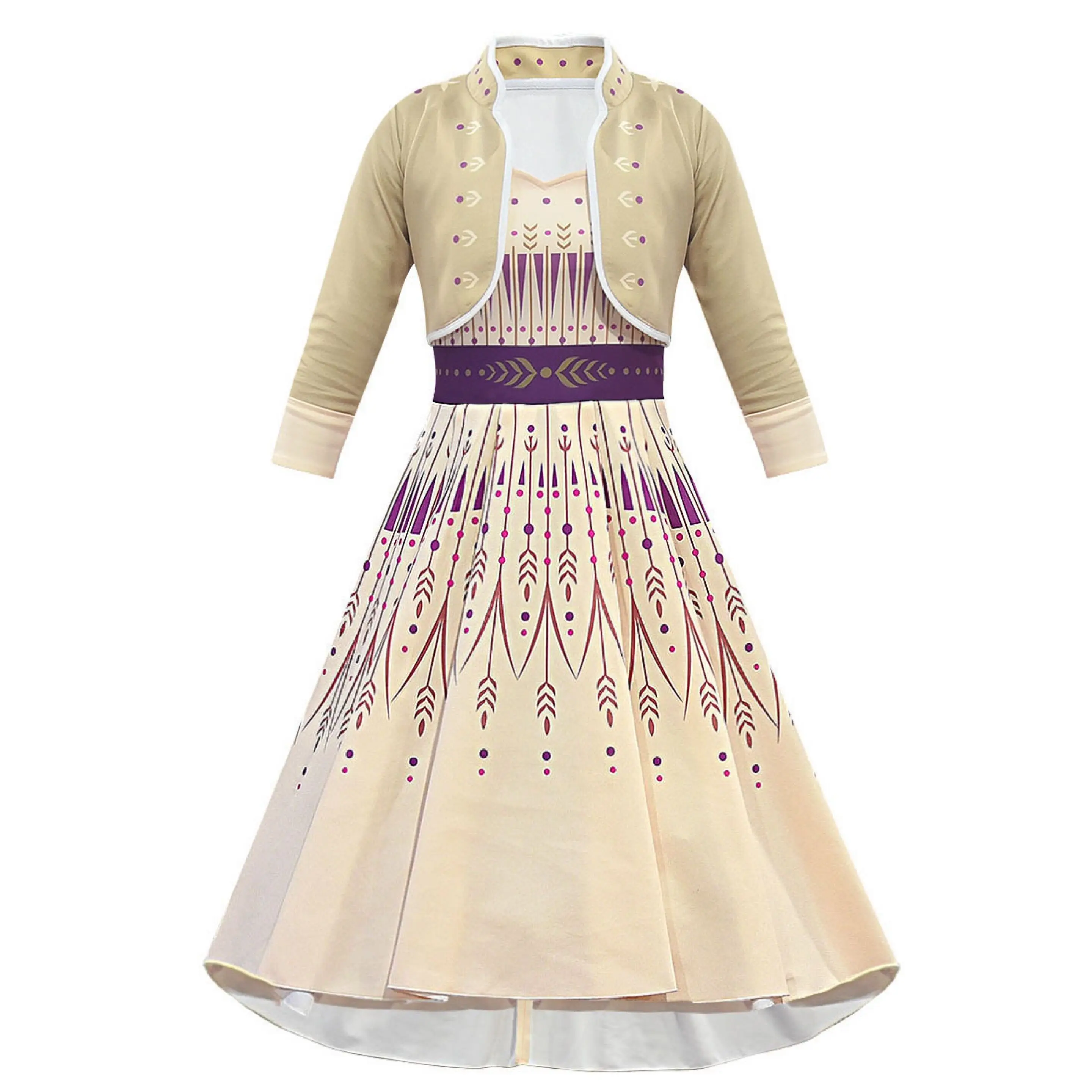 

Winter Elsa 2 Anna Costume Girl Dress New Year Party Princess Frock Carnival Kids Snow Queen Dress