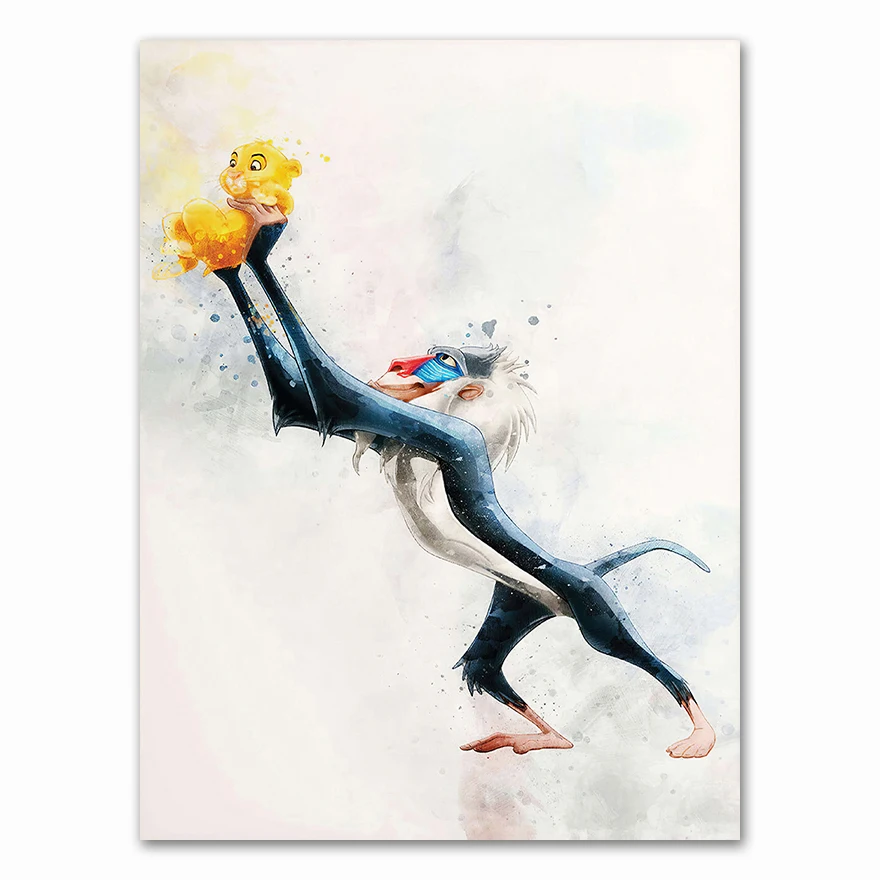 Popular-anime-movie-lion-king-family-decoration-watercolor-hight-quality-canvas-painting-Home-Decor-No-Frame (18)