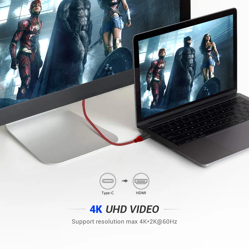 QGeeM USB C к HDMI Кабель 4K 60 Гц Тип переходник Thunderbolt 3 конвертер для MacBook Pro 2019 2018 2017 Huawei