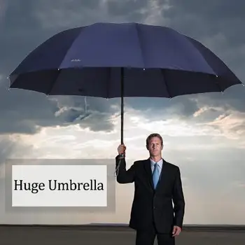 

152CM Top-quality Umbrella Men Rain Woman Windproof Large Paraguas Women Sun 3 floding Big Family Umbrella Outdoor Parapluie