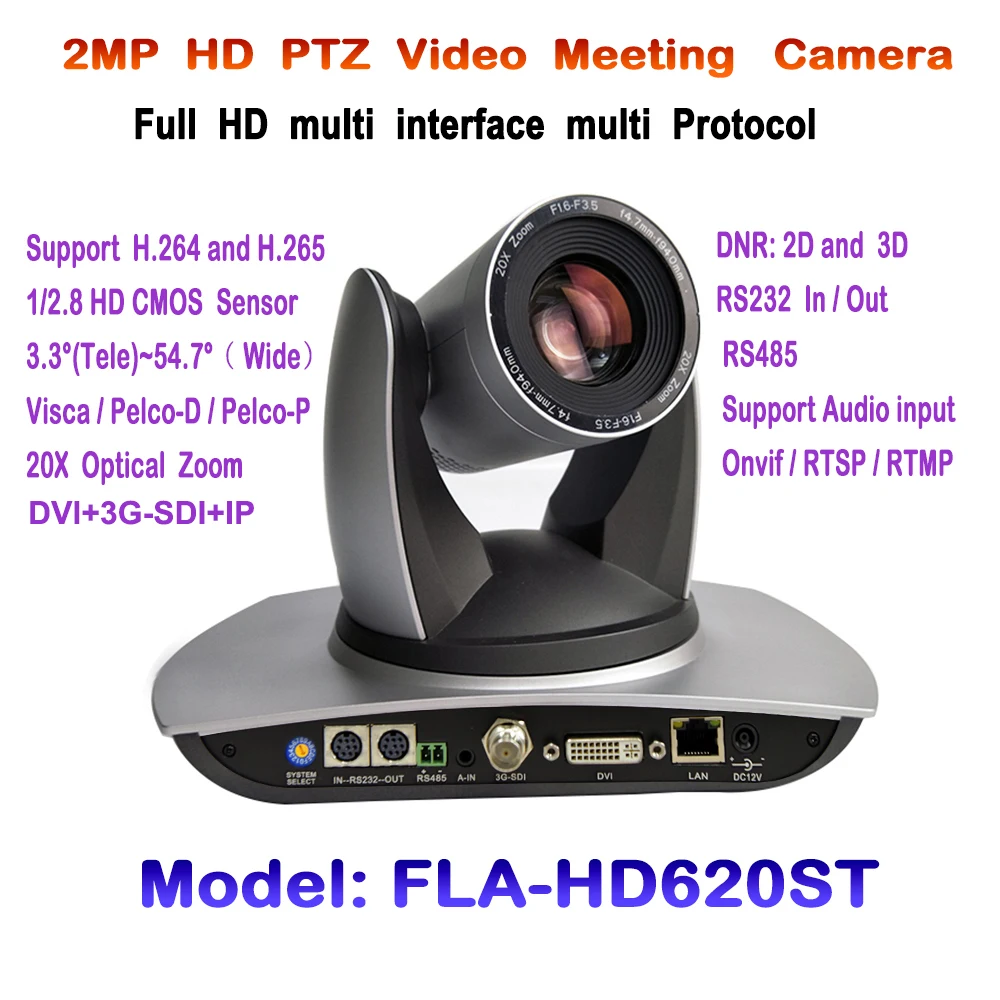 PTZ 20X1080 p 60fps видео конференц-камера 3G-SDI DVI IP потоковая Onvif RTSP RMTP VISCA PELCO