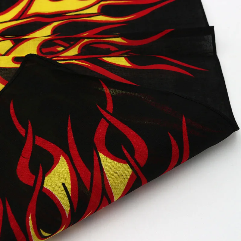 Flame Cotton Square Scarf For Men Trend Hiphop Street Dance Bandana Headband Headscarf Headwear