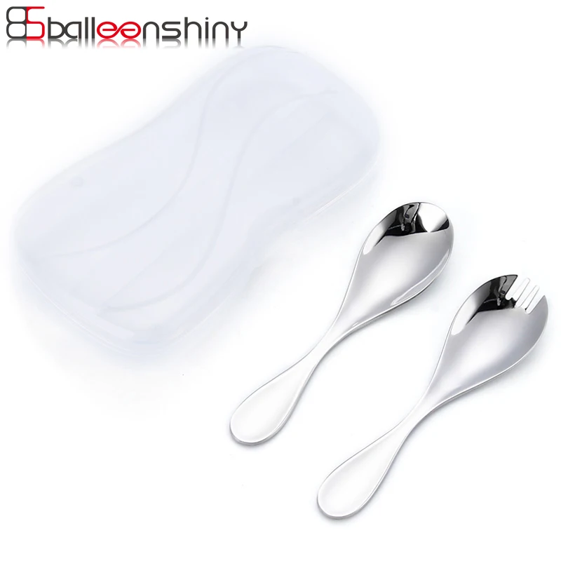 

BalleenShiny Mini Spoon Fork for Baby Children Training Portable Tableware Set Rice Soup Dessert Scoop Eco-friendly Dinnerware