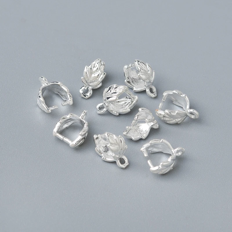 DoreenBeads медные зажимы для подвесок застежки в виде листьев посеребренные серьги