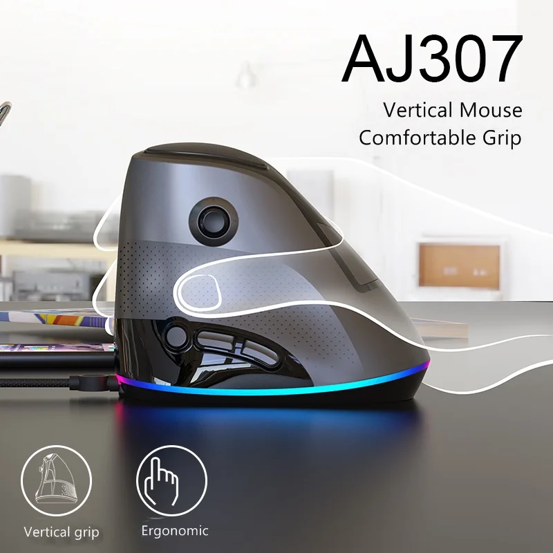 Мышь Ajazz AJ307 Вертикальная Эргономичная с RGB подсветкой 4000DPI|Мыши| |