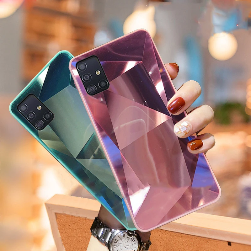 Алмазный зеркальный глянцевый мягкий чехол для Samsung Galaxy A71 A51 S10 A50 S20 A70 Note 10 Plus 9 A20s