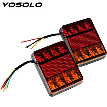 

YOSOLO 2pcs/set Waterproof Rear Parts for Trailer Truck Boat DC 12V Warning Lights Tailights Rear Lamps 8 LED Car Tail Light