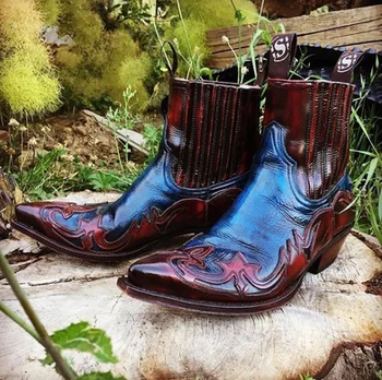 

Men's Shoes New for 2020 High Quality Men Pu Leather Western Safety Boots Male Vinage Classic Cowboy Boots Soulier Homme 4M668