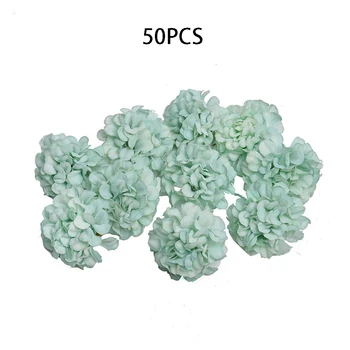 

50PCS Artificial Silk Floral Flower Head Hydrangea Wedding Party Decor Craft DIY For Little Girls Hair Accessory, Wedding Decora