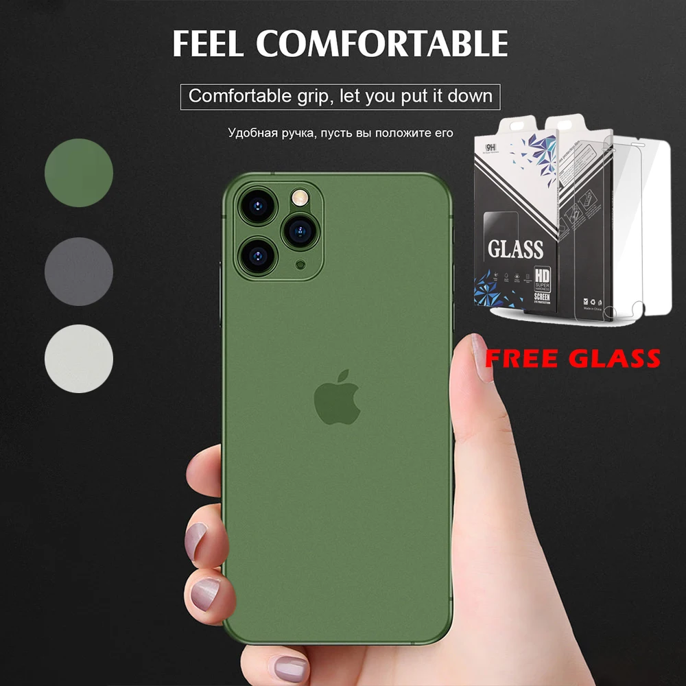 LLZ.COQUE FREE Glass Screen Protector Case for IPhone SE 2020 11 Pro Max X XS XR 6 6S 7 8 Plus Slim Bumper Phone Cover Coque LLZ.COQUE FREE Glass Screen Protector Case for IPhone SE 2020 11 Pro Max X XS XR 6 6S 7 8 Plus Slim Bumper Phone Cover Coque