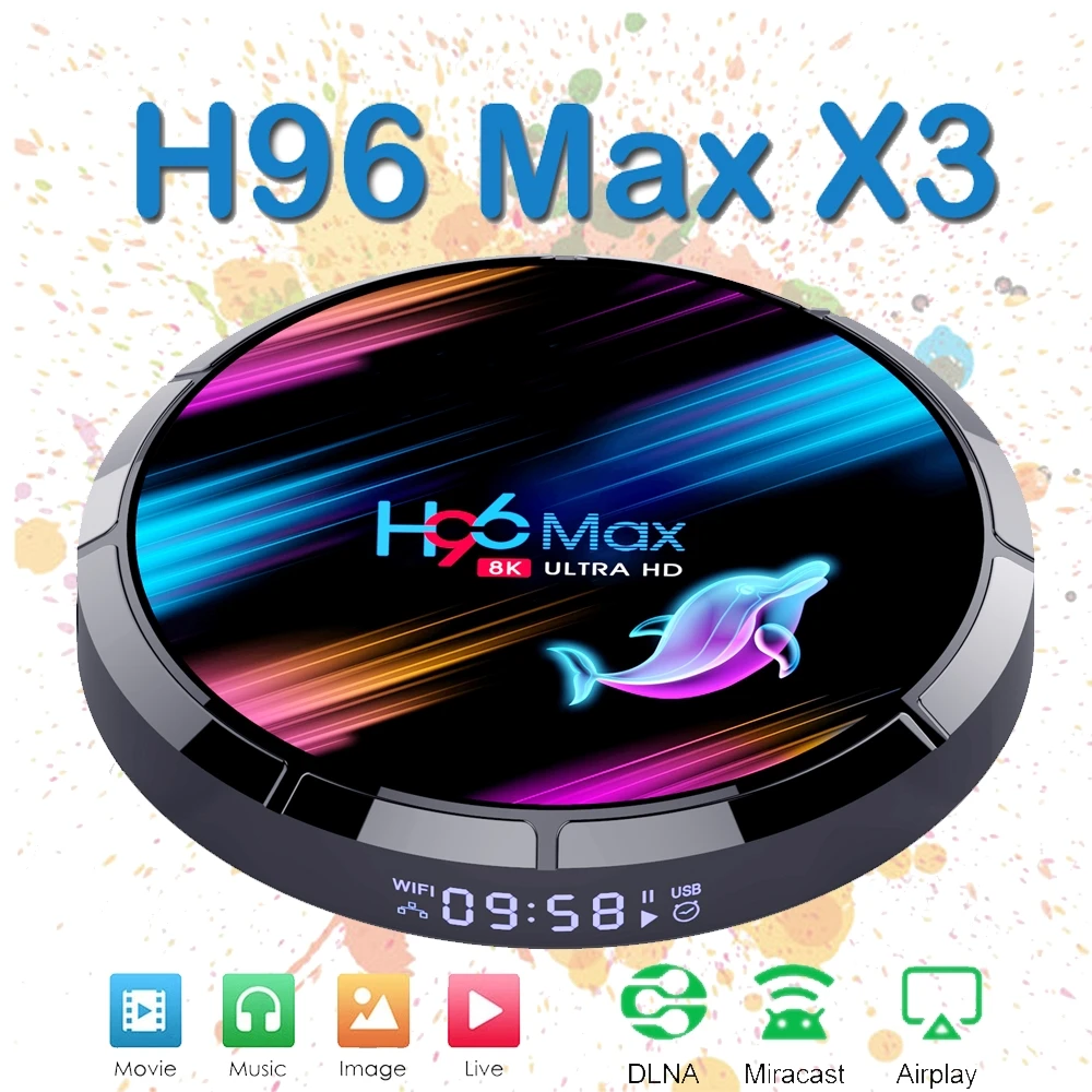 

New Android 9.0 Smart TV Box H96 max X3 Android box 2.4G/5G WIFI Amlogic S905X3 Bluetooth 4.0 2GB 16GB Set Top Box H96Max x3