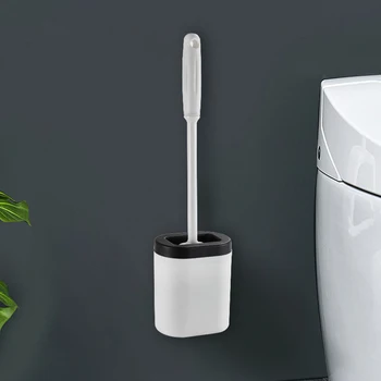 

LBER Silicone Toilet Brush with Wall Mounted Holder,TPR Soft Flexible Bristles Brushes,Bathroom