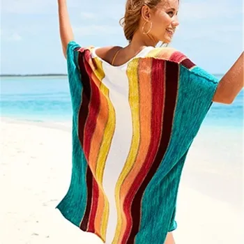 

Swim Cover Up For Women Dresses Summer 2019 Beach Outings Coverup Article Rainbow Sweaters Swimsuit Loose Plus Size Outside