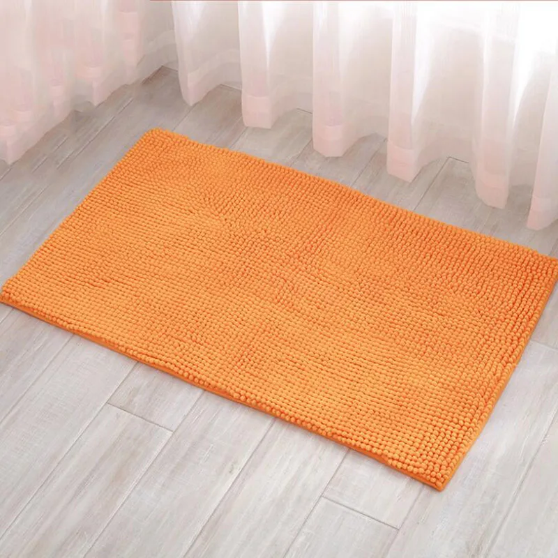 Short-Haired Chenille Doormat Rug Water Absorption Carpet Kitchen Bathroom Carpet Floor Mat for Living Room Anti Slip Bath Mat - Цвет: Orange