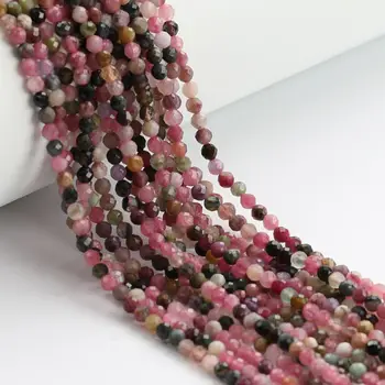 

Wholesale Natural Sunstone Tourmaline Faceted Round Gemstone Loose Stone Beads For DIY Making Jewelry 2mm 3mm 4mm