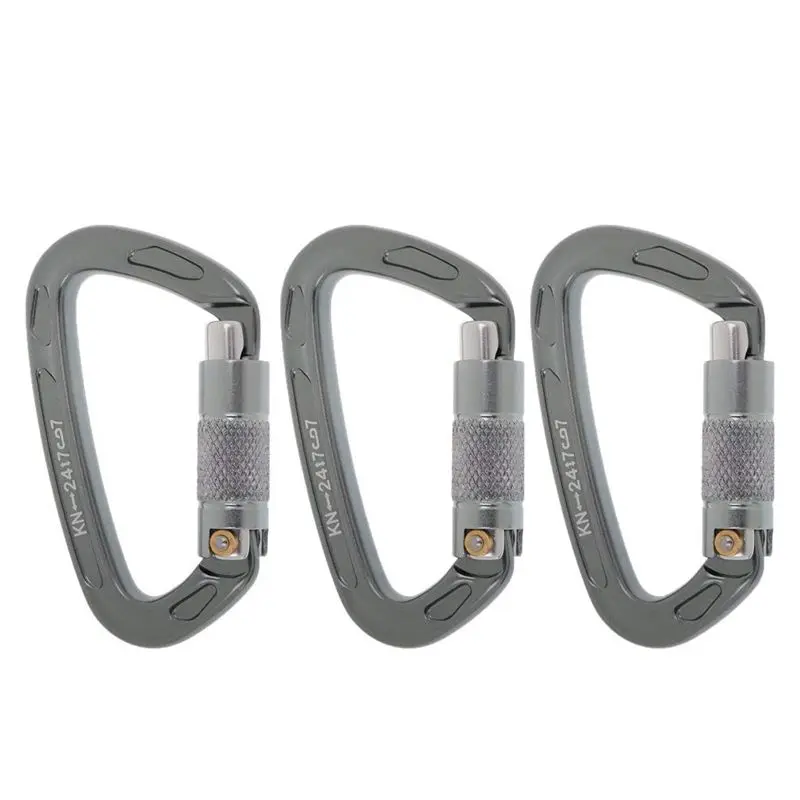 

3 pcs 24 KN Aluminum Alloy Snap Hook D-Ring Rock Climbing Mountaineering Rappelling Multifunctional Snap Hook