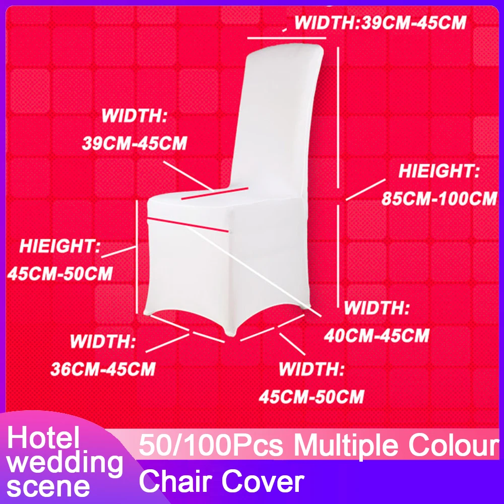 50/100Pcs Cheap Universal Wedding White Chair Cover Spandex for Reataurant Banquet Hotel Dining