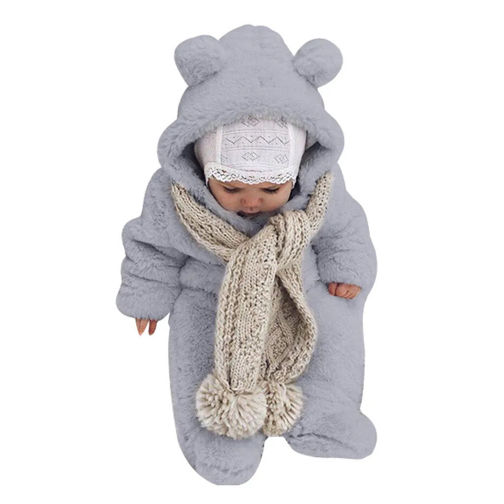

Baby Clothes Toddler Infant Newborn Baby Winter Kids Girls Clothes Girls Boys Fleece Jumpsuit Hooded Romper Warm Coat Outwear