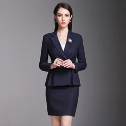 Alta qualidade vestuário de negócios feminino primavera e outono terno moda formal negócios azul chique padrão terno capa culottes