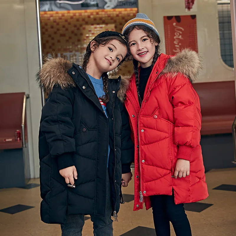 

Real Fur Clothing -30 Russian Winter Snowsuit 2019 Girls Clothes Duck Down Jacket Waterproof Outdoor Hooded Coat Boys Kids Parka