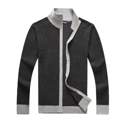Мужской осенне-зимний хлопковый свитер с подставкой в стиле пэчворк на молнии, повседневные мужские свитера, вязаный кардиган, пальто