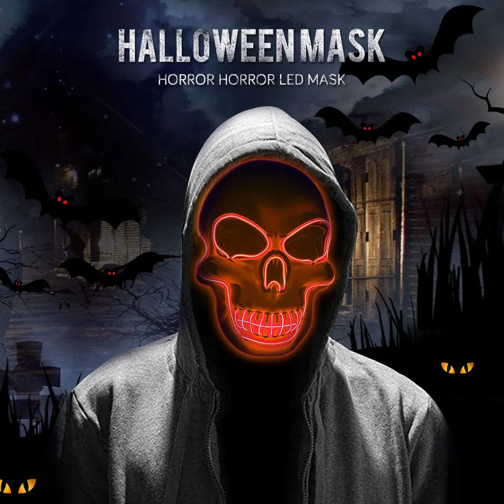 В виде скелета на Хэллоуин СВЕТОДИОДНЫЙ маска светящаяся страшная EL-Wire маска светящаяся Карнавальная маска