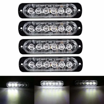 

4pcs White 6-LED Car Truck Beacon Warning Hazard Flash Light Waterproof 18W Low Consumption Energy Saving And Long Lifespan