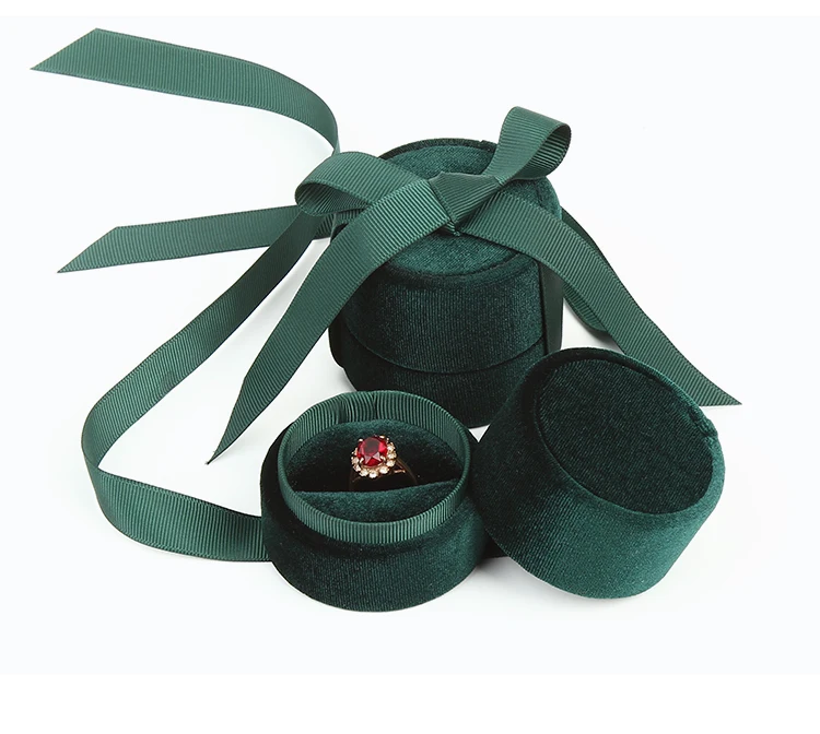 

Green Pink Velvet round bow Ring box for Women Handmade Ring Jewelry Boxes for Wedding Engagement Bridal Gift Packaging Display