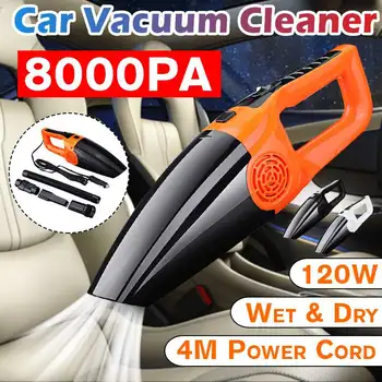 

8000Pa Strong Suction Car Vacuum Cleaner 120W 12V Portable Handheld Car Plug Wired Wet/Dry Vaccum Cleaners for Car Home Pet Hair