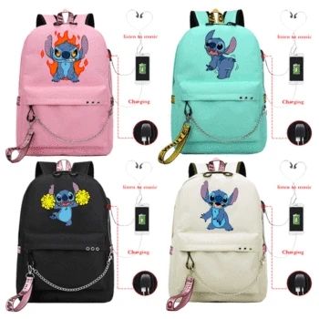 

Stitch Backpack with USB Charging Laptop Backpack for Man Women School Bags for Teenage Girls Boys Students Daily Rusksack